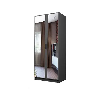 картинка Шкаф ЭКОН 2-х дверный распашной с полками и штангой с 2-мя зеркалами от магазина КУПИ КУПЕ